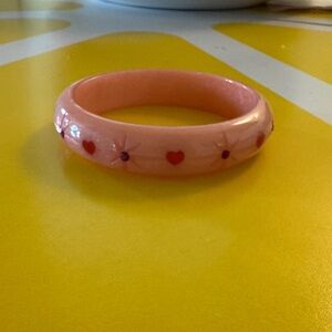 Splendette Pink bracelet with Hearts Valentines carved bangle